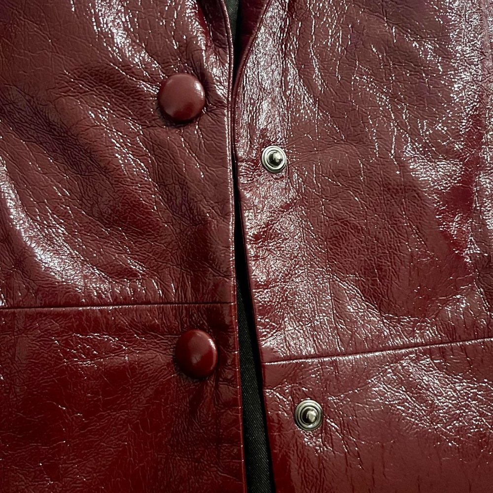 LNA Faux-leather crinkle jacket in wine - Picture 14 of 15